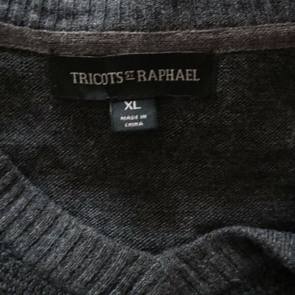 Tricots St Raphael Men's V Neck Sweater XL Extra Large Dark Gray - Picture 4 of 4